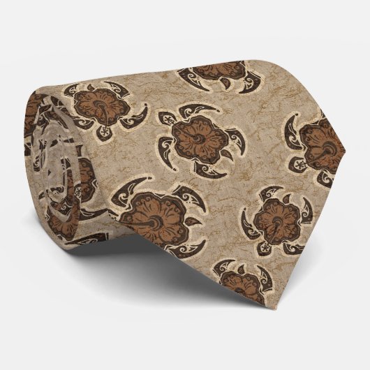Uhane Honu Hibiscus Batik Hawaiian Turtle Stropdas (Opgerold)