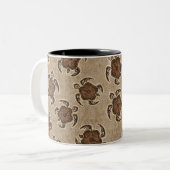 Uhane Honu Hibiscus Batik Hawaiian Turtle Tweekleurige Koffiemok (Voorkant links)