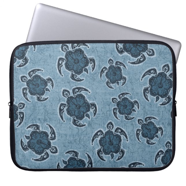 Uhane Honu Hibiscus Batik Hawaiian Turtle Wetsuit Laptop Sleeve (Voorkant)