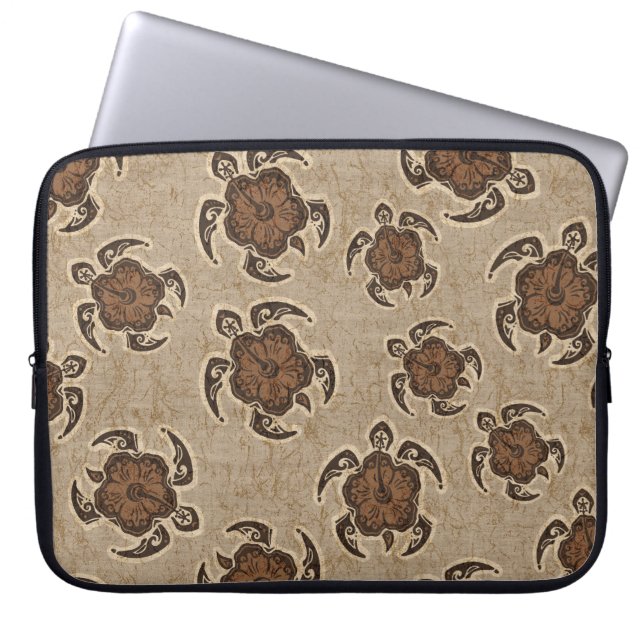Uhane Honu Hibiscus Batik Hawaiian Turtle Wetsuit Laptop Sleeve (Voorkant)