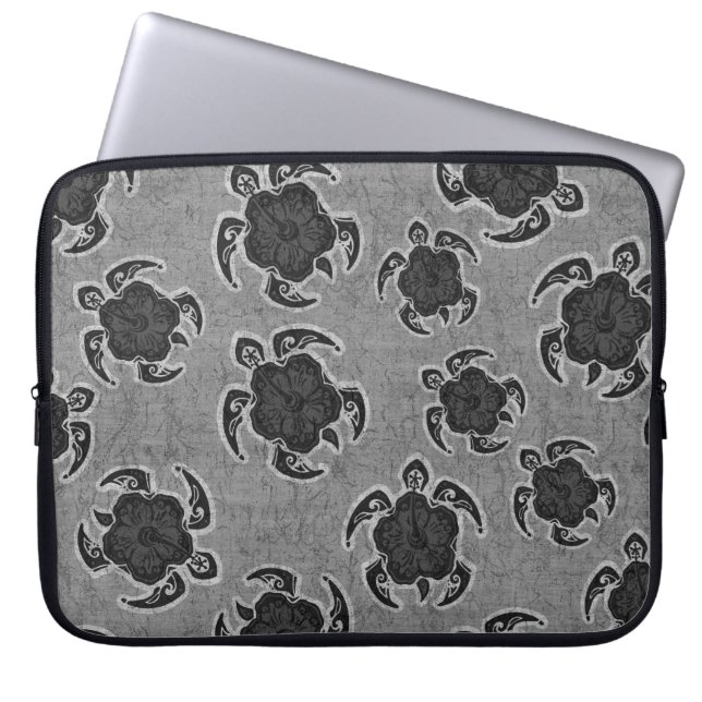 Uhane Honu Hibiscus Batik Hawaiian Turtle Wetsuit Laptop Sleeve (Voorkant)