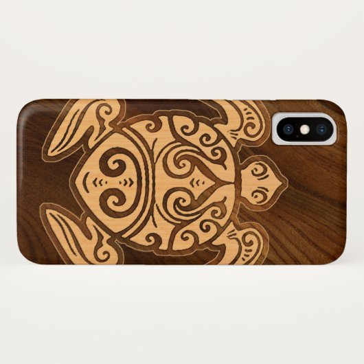 Uhane u'i Honu Faux Wood Hawaiian Turtle Case-Mate iPhone Case (Achterkant (horizontaal))