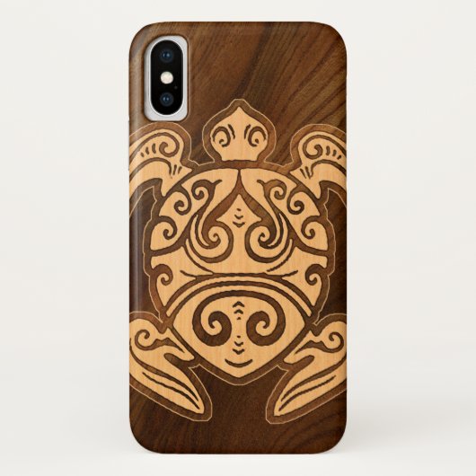 Uhane u'i Honu Faux Wood Hawaiian Turtle Case-Mate iPhone Case (Achterkant)