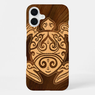 Uhane u'i Honu Faux Wood Hawaiian Turtle Hoesje-Ma iPhone 16 Plus Hoesje