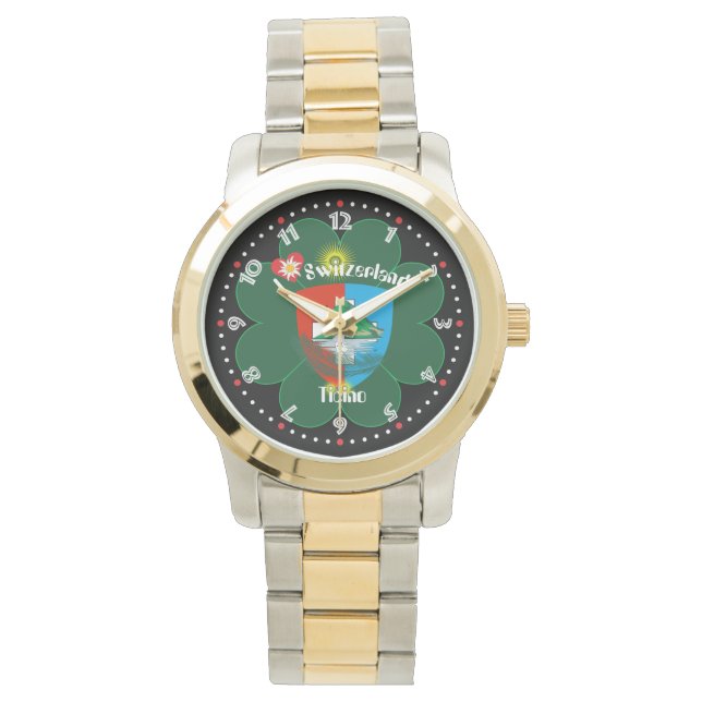 Uhr mit Schweizer-Entwurf Ticino / Tessin Horloge (Voorkant)