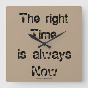 Uhr "The right time" Vierkante Klok
