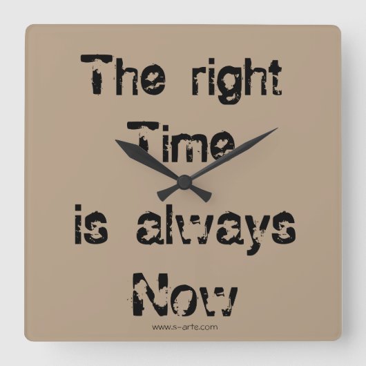 Uhr "The right time" Vierkante Klok (Voorkant)