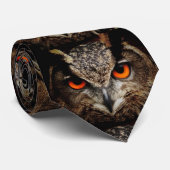 Uhu uil met angstaanjagende ogen stropdas (Opgerold)