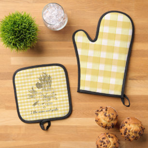 Ui en knoflook keuken oranje ovenwant & pannenlap set
