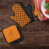 Ui en knoflook keuken sinaasappel ovenwant & pannenlap set