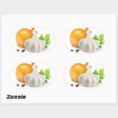 Ui en knoflook ovale sticker (Vel)