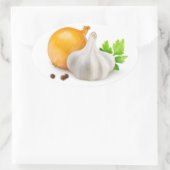 Ui en knoflook ovale sticker (Tas)