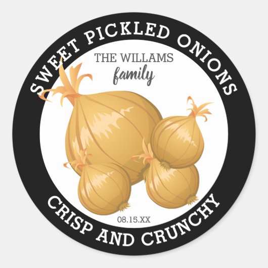 Ui in het zuur | potje voedseletiketten ronde sticker (Voorkant)