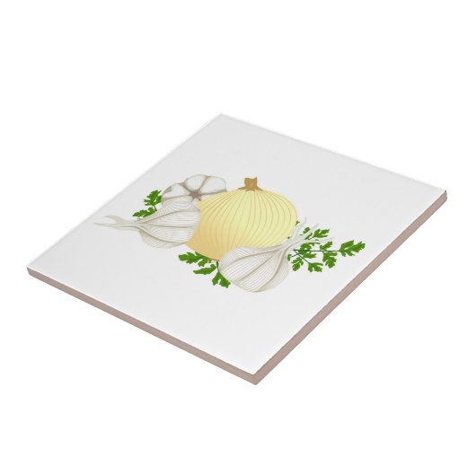 Uien en knoflook Kitchen Tegeltje (Zijkant)