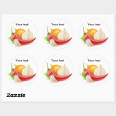 Uien, peper en knoflook ronde sticker (Vel)