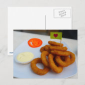 Uienringen met mayonaise en tomaat briefkaart (Voorkant / Achterkant)