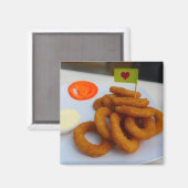 Uienringen met mayonaise en tomaat magneet (Voorkant / Achterkant)