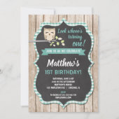 Uil 1e verjaardag uitnodigingen jongen bos verjaar (Voorkant)