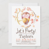 Uil 1e verjaardagsfeest uitnodiging (Voorkant)