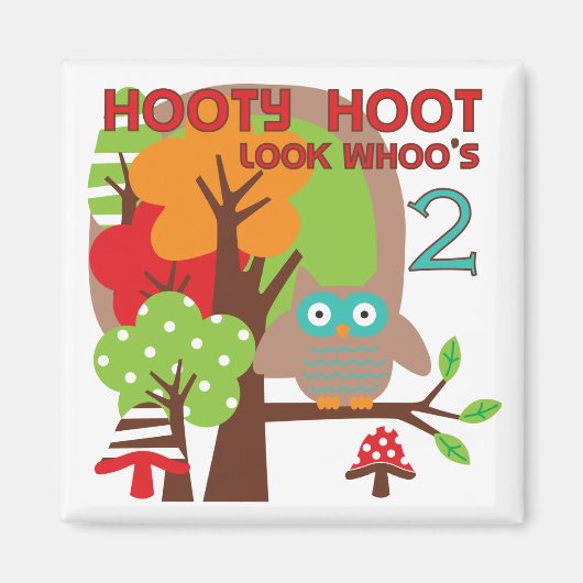 Uil 2e verjaardag T-shirts en geschenken Magneet (Voorkant)