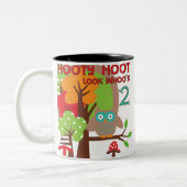 Uil 2e verjaardag T-shirts en geschenken Tweekleurige Koffiemok (Links)