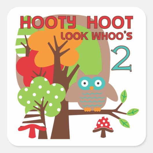 Uil 2e verjaardag T-shirts en geschenken Vierkante Sticker (Voorkant)