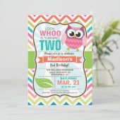 Uil 2e verjaardagsfeest kaart (Staand voorkant)