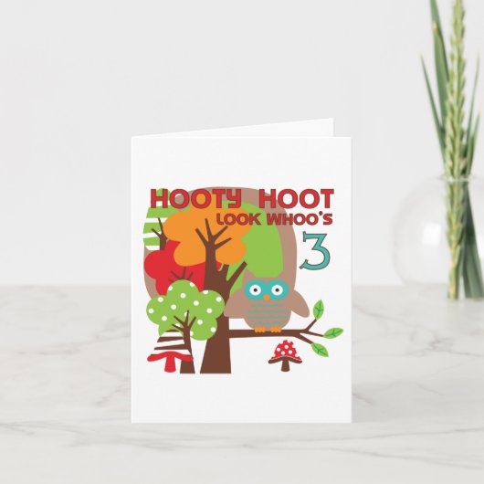 Uil 3e verjaardag T-shirts en geschenken Kaart (Voorkant)