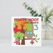 Uil 3e verjaardag T-shirts en geschenken Kaart (Staand voorkant)