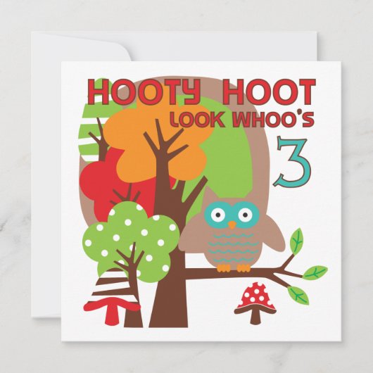 Uil 3e verjaardag T-shirts en geschenken Kaart (Voorkant)