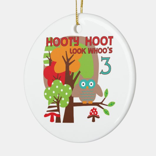 Uil 3e verjaardag T-shirts en geschenken Keramisch Ornament (Links)