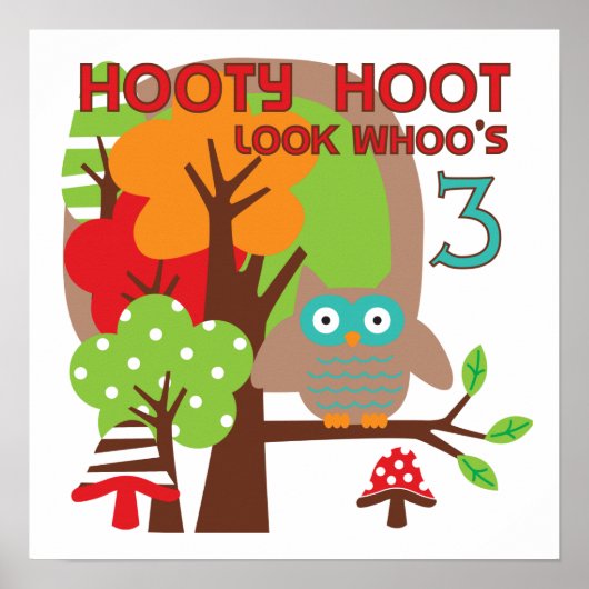 Uil 3e verjaardag T-shirts en geschenken Poster (Voorkant)