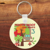 Uil 3e verjaardag T-shirts en geschenken Sleutelhanger (Voorkant)