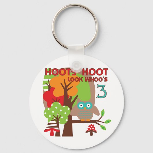 Uil 3e verjaardag T-shirts en geschenken Sleutelhanger (Voorkant)