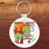 Uil 3e verjaardag T-shirts en geschenken Sleutelhanger (Voorkant)