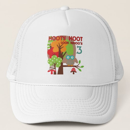 Uil 3e verjaardag T-shirts en geschenken Trucker Pet (Voorkant)