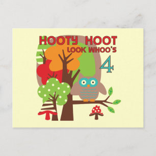 Uil 4th Birthday T shirten en geschenken Briefkaart