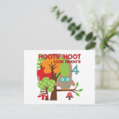 Uil 4th Birthday T shirten en geschenken Briefkaart (Staand voorkant)