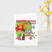 Uil 4th Birthday T shirten en geschenken Kaart (Gele Bloem)