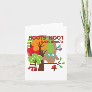 Uil 4th Birthday T shirten en geschenken Kaart