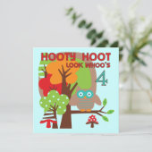 Uil 4th Birthday T shirten en geschenken Kaart (Staand voorkant)