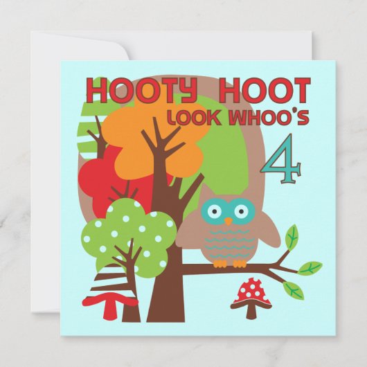 Uil 4th Birthday T shirten en geschenken Kaart (Voorkant)