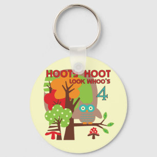 Uil 4th Birthday T shirten en geschenken Sleutelhanger