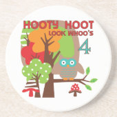 Uil 4th Birthday T shirten en geschenken Zandsteen Onderzetter (Voorkant)