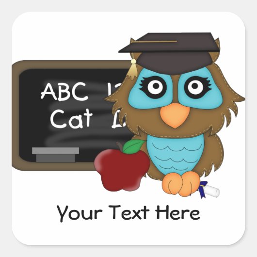 Uil Afstuderen 1 () Vierkante Sticker (Voorkant)