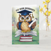Uil Afstuderen gepersonaliseerd Kaart (Gele Bloem)