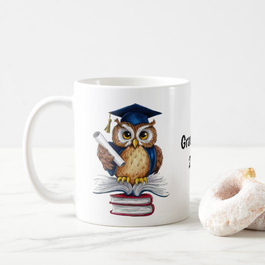 Uil Afstuderen gepersonaliseerd Koffiemok (Met donut)