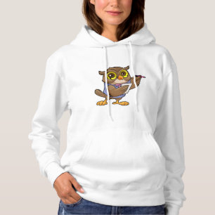 Uil als secretaris met pen en notitie hoodie