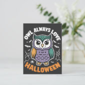 Uil Altijd dol op Halloween Grappige Spooky Bird Briefkaart (Staand voorkant)