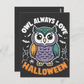 Uil Altijd dol op Halloween Grappige Spooky Bird Briefkaart (Voorkant / Achterkant)